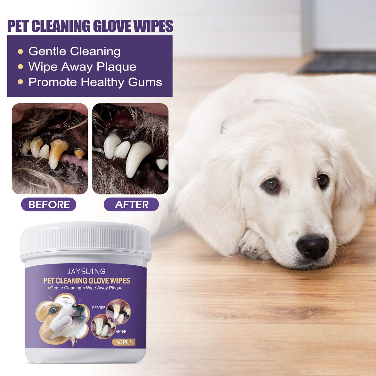 Vetsuno CleanPaws™ Lingettes dentaires