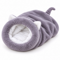 Vetsuno PurrNest gray plush sleeping cocoon for cats and small dogs on a white background