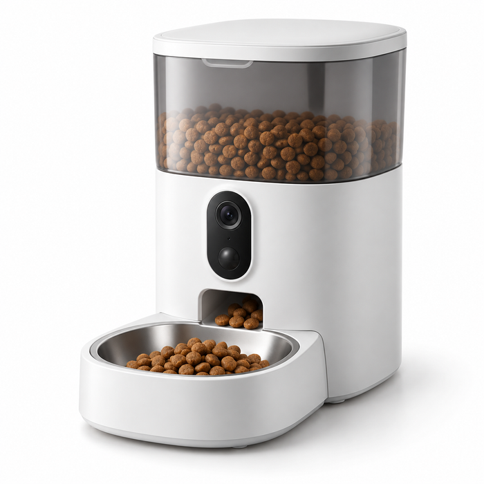 Vetsuno SmartFeeder Vision automatic pet feeder with HD camera on a clean white background