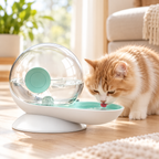 Cat drinking from the Vetsuno SmartFlow 2.8L gravity water dispenser at home