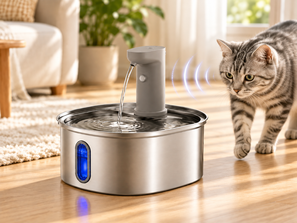 Vetsuno SmartFlow 3.2L pet fountain with infrared motion sensor for cats