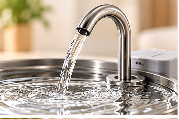 Vetsuno SmartFlow 7L stainless steel fountain water flow detail